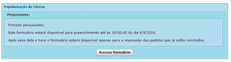 7. Na página a seguir clique em Acessar Formulário.