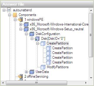 Adicione mais três objetos CreatePartition, tendo um total de quatro objetos.