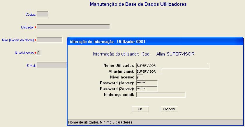 Alteração de password de qualquer utilizador.