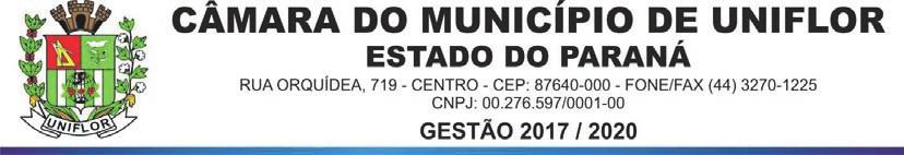 MAYCON RODRIGO RODRIGUES DE SOUZA, MUI DIGNO PRESIDENTE DA CÂMARA MUNICIPAL DE UNIFLOR, NO USO DAS ATRIBUIÇÕES QUE LHE SÃO CONFERIDAS PELO ART. 40, INCISO XIV, DA LEI ORGÂNICA MUNICIPAL, ART.