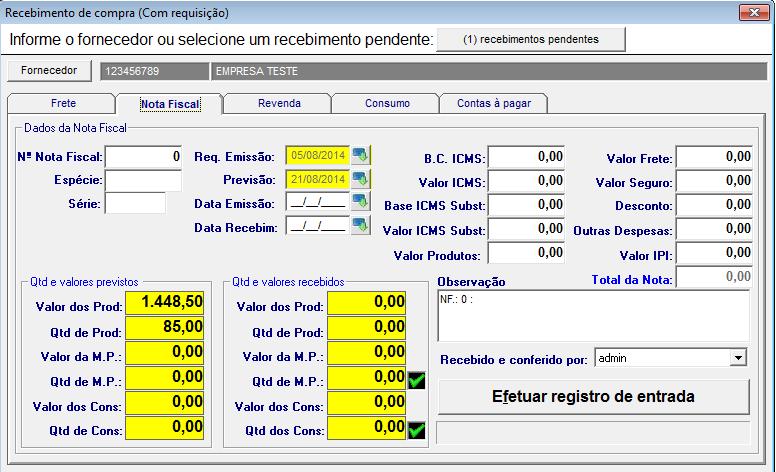 Apenas o campo observação é editável; 3.3.2.