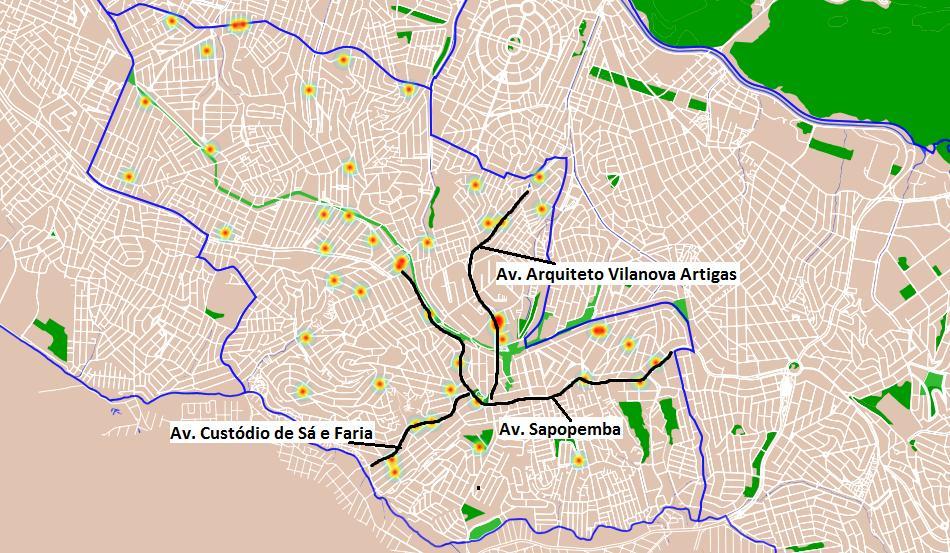 Subprefeitura de Sapopemba Localização das ocorrências