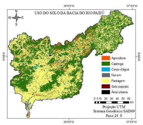 Vegetação na Bacia do Rio Pajeú Usos do solo Tabela 3. Quantificação da área de ocupação por usos. Fonte: Rodrigues et al., 2013. Área Forma de ocupação do solo (km²) (%) Área urbana 30.16 0.