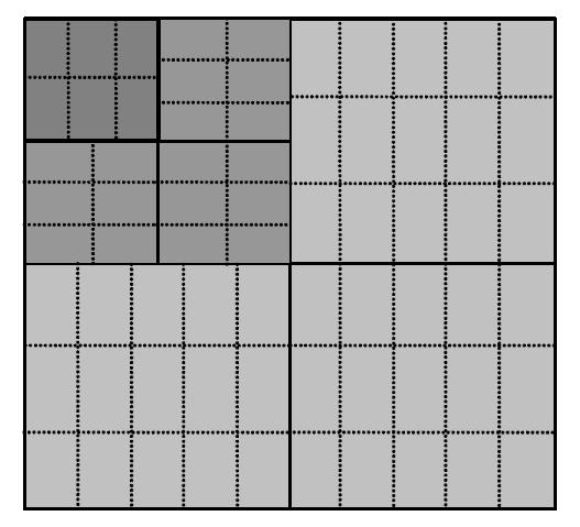 2 Transformada Wavelet A transformada Wavelet subdivide sucessivamente o espectro espacial da imagem em duas metades, nos sentidos horizontal e vertical, de forma similar à utilizada no padrão