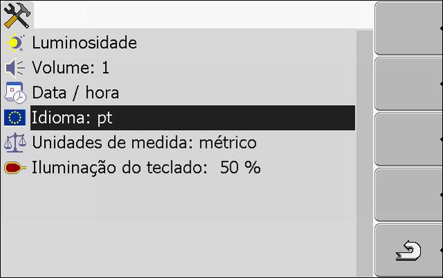 7 Configurar o terminal na aplicação Service Receptor GPS 1. Mudar para a tela "Ajustes do terminal": Service Ajustes do terminal Aparecerá a seguinte tela: 2. - Mude os parâmetros desejados.