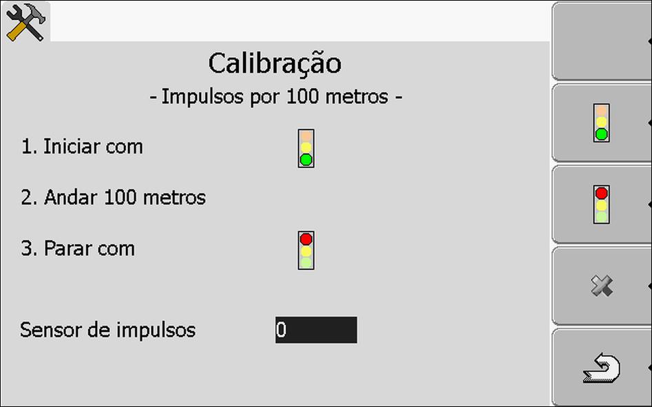 Aplicação Tractor-ECU Configurar os parâmetros de um perfil de veículo 8 Aparecerá a seguinte tela: 5. Para a determinação pelo método dos 100m: Siga a sequência de ações no terminal.