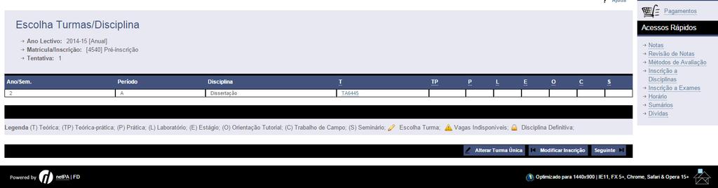 Imagens 9 e 10 Escolha da turma Instruções: Nesta etapa deverá clicar sobre a