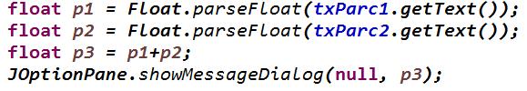 Altere as propriedades Variable (Nome da variável) e Text (conteúdo do objeto) No evento click do button (cliclar em botão direito do mouse sobre o JButton opção A