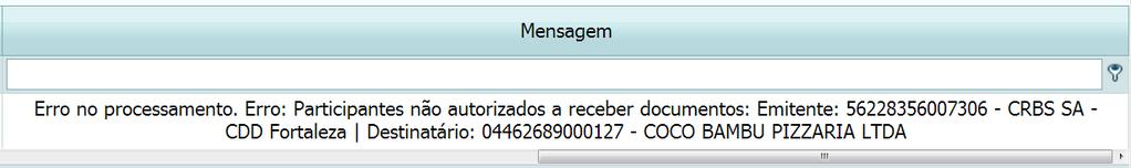 No caso acima, o erro ocorre devido a não haver participante cadastrado nas configurações.