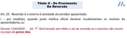 Página1 Curso/Disciplina: Legislação e Ética no Serviço Público Objetivo Aula: Aula 05 Professor(a): Alexandre Prado Monitor(a): Ana Cristina Miguel de Aquino Aula nº 05 REVERSÃO Servidor em