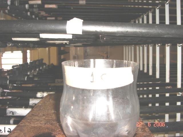 Coelho et al 415 apoiar os recipientes plásticos junto aos gotejadores, foram utilizadas placas de madeira (25 x 15 cm 2 ) apoiadas sobre a calha.