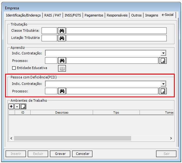 6.Cadastr pessa cm deficiência PCD Alteraçã necessária para envi de events d e-scial. Infrmar para cada empresa qual a indicaçã para cntrataçã de pessas cm deficiência.