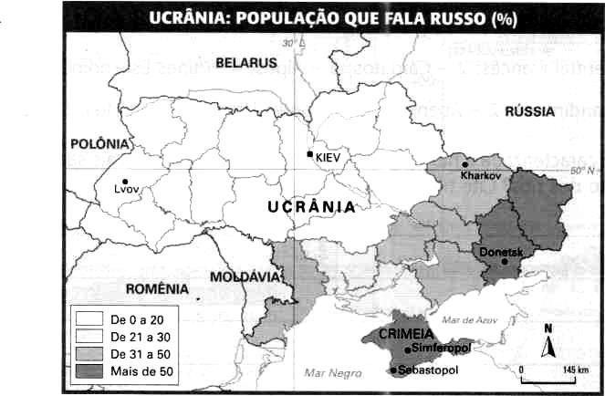 6- Elabore um texto explicando o conflito existente na Ucrânia, também conhecido como crise da Crimeia. Como auxílio, utilize a imagem a seguir.
