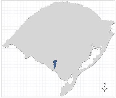 Mapa de Localização do Município de Hulha Negra, no estado do Rio Grande do Sul.