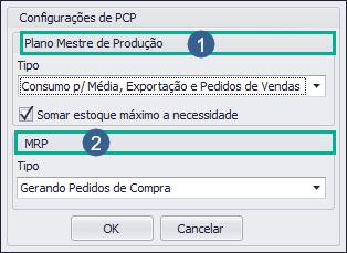 a) Tipo Consumo p/ Média, Exportação e Pedidos de Vendas: No caso da Configuração de Plano Mestre de Produção selecionada acima, que é Consumo p/ Média, Exportação e Pedidos de Vendas, temos a