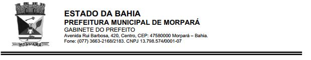LEI Nº. 271, DE 08 DE ABRIL DE 2019 Dispõe sobre o Serviço de Inspeção Sanitária e Industrial de Produtos de Origem Animal no município de Morpará, Bahia, e dá outras providências.