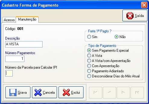 Formas de Pagamento Ocorrências Grupo IOB