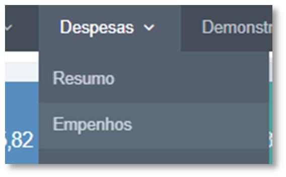 EMPENHOS Apresenta as obrigações contratadas pela instituição.