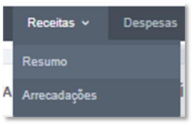 A tabela apresenta a Receita, o Valor Previsto e o Valor Realizado. Clique no Código da Receita para ver mais detalhes do dia.