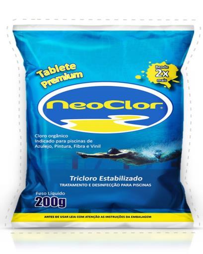 Tablete (Premium e Triaction) 90% de Cloro Ativo (Tricloro Isocianúrico) Pastilhas de 200g Duas opções: Premium e Triaction Utilizada