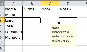 Validação de dados mensagem de entrada Repare que agora ao