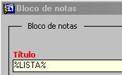 5.3.4. Na tela Bloco de Notas - Consulti, no campo Título, tecle a tecla de função F7 e depois digite o nome do título da anotação ou parte dele entre sinal de (%).