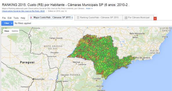 RANKING 2015:CUSTO POR HABITANTE-