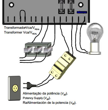 12 - DIAGRAMA PARA TESTE SEM GERADOR/DIAGRAM FOR TEST WITHOUT GENERATOR/DIAGRAMA PARA PRUEBA SIN GENERADOR Segue abaixo o diagrama para ligação do regulador em bancada onde pode ser verificado o