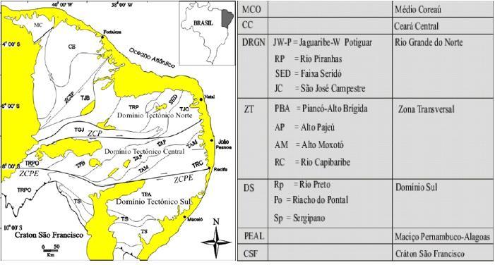 33 Ciclo Brasiliano, bacias molássicas do Ciclo Brasiliano (não presente no Estado de Pernambuco), sistema de dobramentos, maciços medianos, zonas geanticlinais e áreas remobilizadas do embasamento,