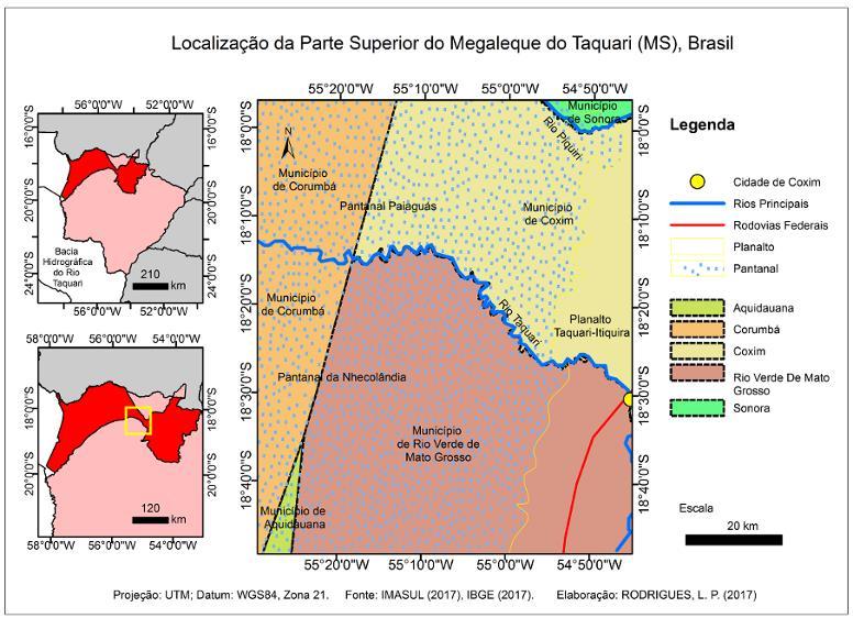 Paraguai. Da nascente a foz no Rio Paraguai, o Taquari percorre mais de 800km, dos quais 500km no Pantanal em sistema distributário (ASSINE, 2003; MERCANTE E SANTOS, 2009).