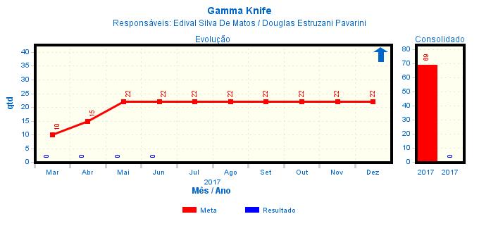 Análise do Resultado (Gamma Knife): Evidenciado que no mês de Junho/17 o indicador não atingiu a meta estabelecida