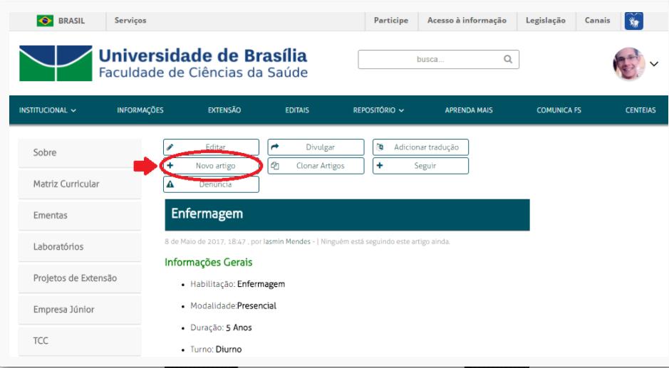 página do curso que deseja editar através do menu