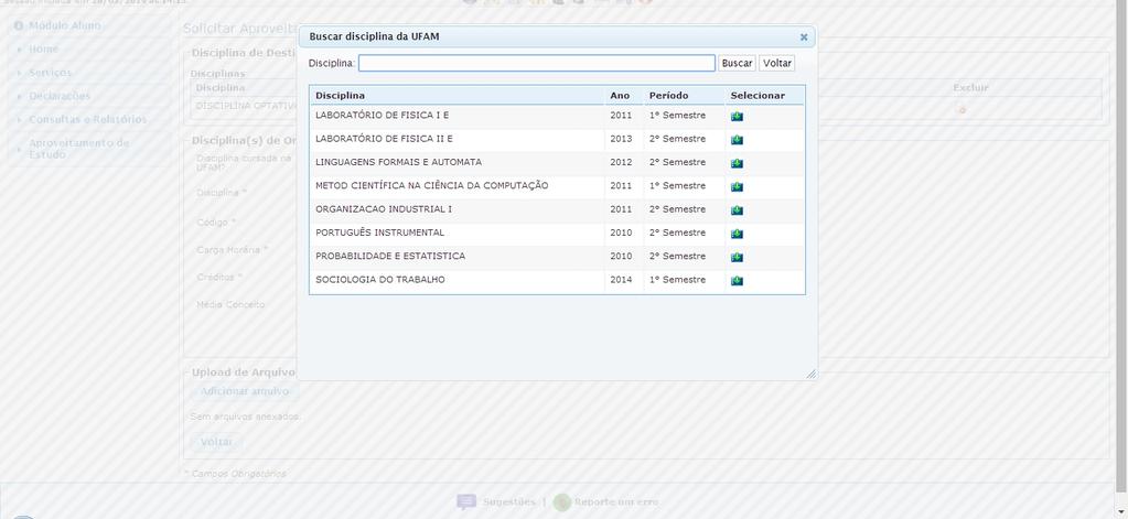 20 9º Clique no ícone selecionar para escolher a disciplina 9º Clique em adicionar