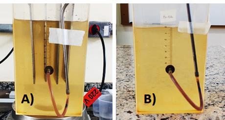 32 Figura 12 Aspecto bruta das amostragens de água do Ribeirão Jacutinga. A) Amostragem 1; B) Amostragem 2. Fonte: Própria (2017). 5.