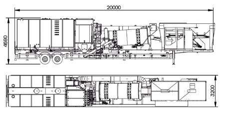 Usina de Asfalto 20 a 40 t/h MÓVEL / FIXA Usina de asfalto a quente (CBUQ), móvel, do tipo contrafluxo, montada em um único chassi incluindo tanques para produções de até 40 toneladas de asfalto por