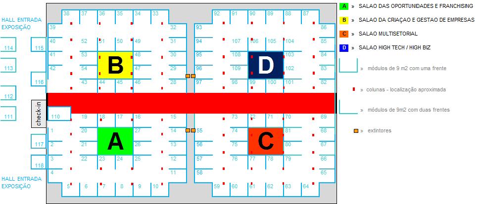 I L a y o u t e S t a n d s I A organização da exposição de empresas segundo o formato de cidade empresarial com ruas e praças, permite enquadrar as