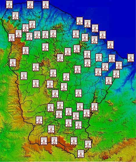 Figura 1: Distribuição espacial das PCDs no Estado do Ceará (Fonte: http://www.funceme.br/depam/pcd/mapapcd.