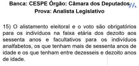 Página10 Letra C: é estrangeiro e não pode votar e nem sem votar.