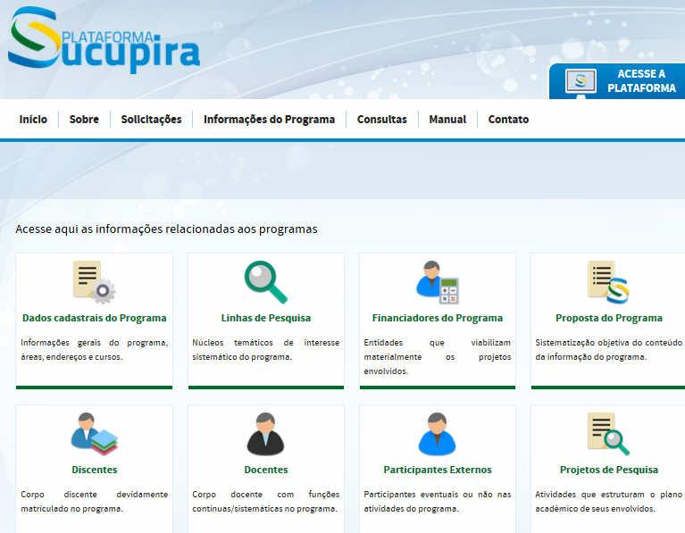 Plataforma Sucupira página principal