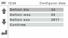 Quando houver terminado de configurar a hora, use os botões UP e DOWN para navegar para o campo Confirm e confirme sua seleção usando o botão ENTER.