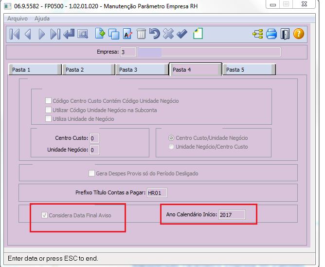 Parâmetro marcado 1. Desligado ano anterior / data aviso ano anterior = Não será gerado na Rais. 2.