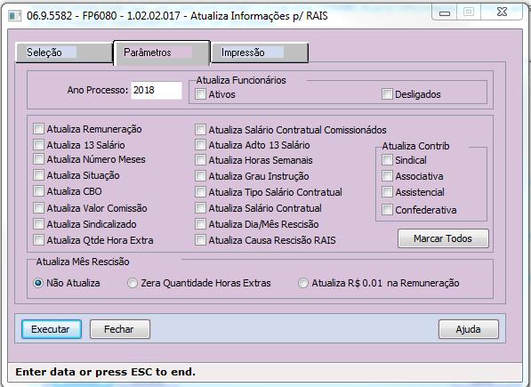 3. 9. Acerto Informações RAIS (FP6080) Caso seja detectados erros no arquivo analisado, alguns destes erros poderão ser corrigidos por meio do programa FP6080 (Acerto das Informações RAIS).