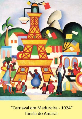 A imagem acima foi pintada por Tarcila do Amaral quando esteve no Rio de Janeiro, onde passou o carnaval de 1924 e encantou-se pela ousadia da cultura popular.
