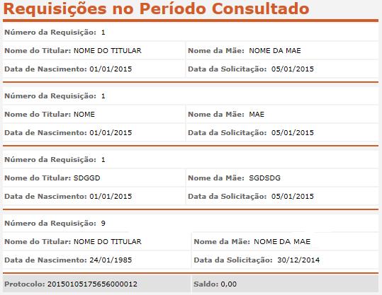 2.1.3.1.3 Lista de Requisições por Período 2.1.3.2 Exemplo de retorno com erro na consulta 2.