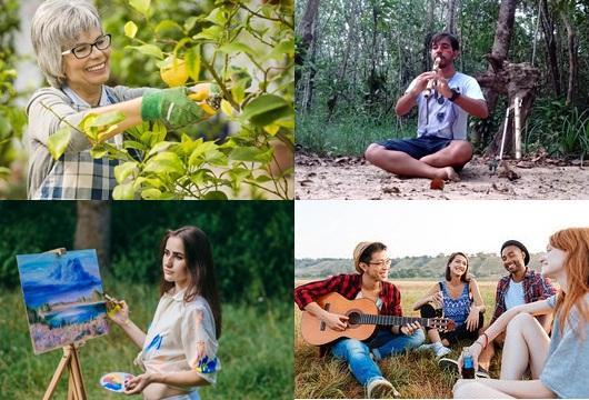 Pinte, esculpa, cante, dance. Taque seu instrumento preferido. Cuide do seu jardim, de suas plantas de seus animais.