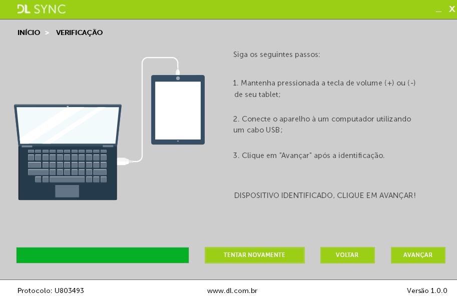 D) Importante: Não desconecte o dispositivo do cabo USB