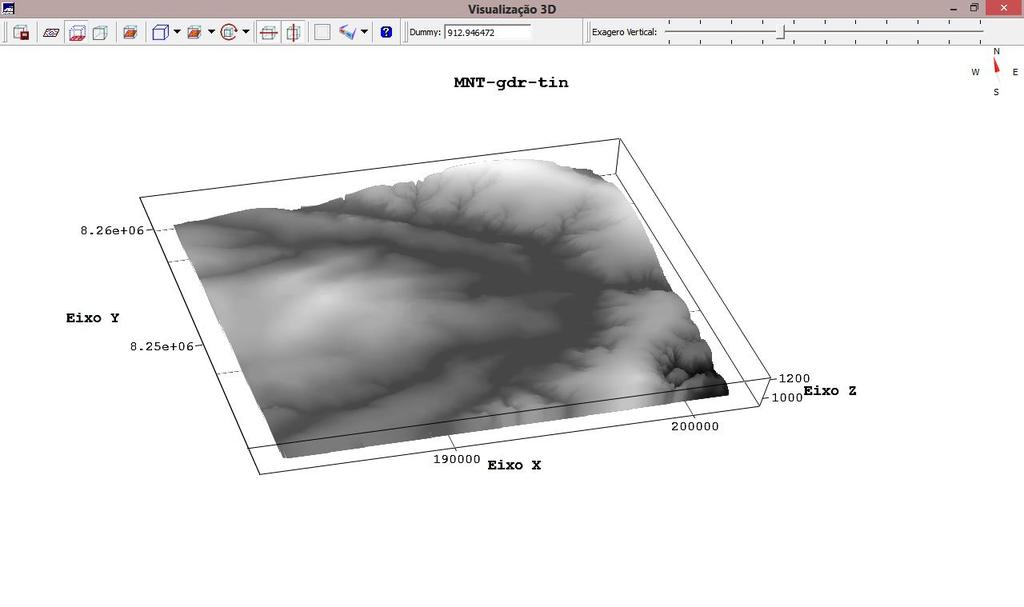 Figura 21: Tela de geração e visualização imagem MNT em 3D.