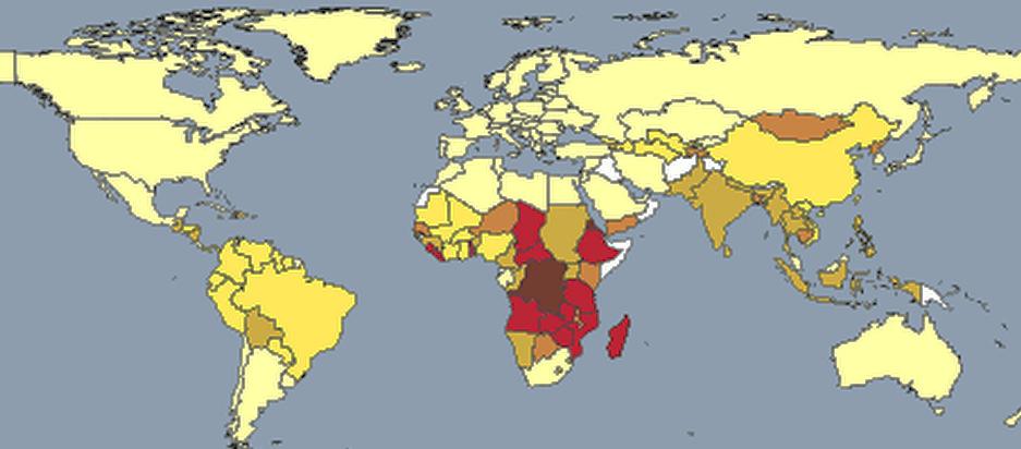 Drivers : OCDE OCDE projeção da produção de alimentos até 2020 Mapa da população subnutrida (em %