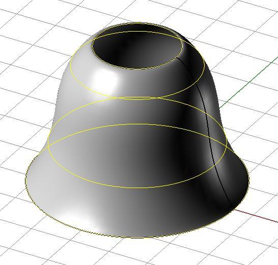 Figura 93 3.3.8. Interpolação de uma rede espacial de curvas (curve network) À semelhança do caso anterior, a superfície é gerada por interpolação.