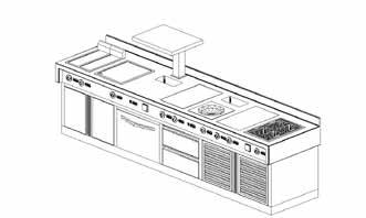 SYMPHONY CENTRAL SYMPHONY MURAL SYMPHONY APOYADA SOBRE PEDESTAL SYMPHONY SOBRE MUEBLE BAJO Fogão do tipo ilha, com acessibilidade aos elementos em todo o seu perímetro, de forma que os cozinheiros